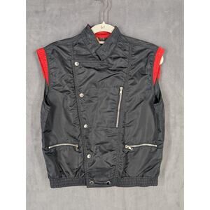 Vintage Orange County Vest Black Red Women’s Size Small Snap Nylon Zippers Punk